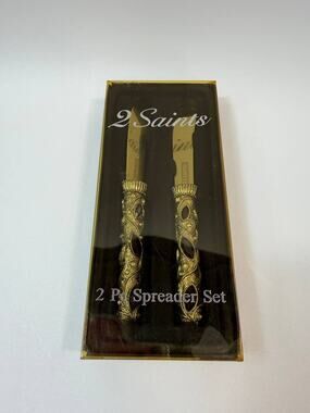 2 Saints Spreader Set 2 Pc Jeweled Handle Stainless Steel Knives In Box